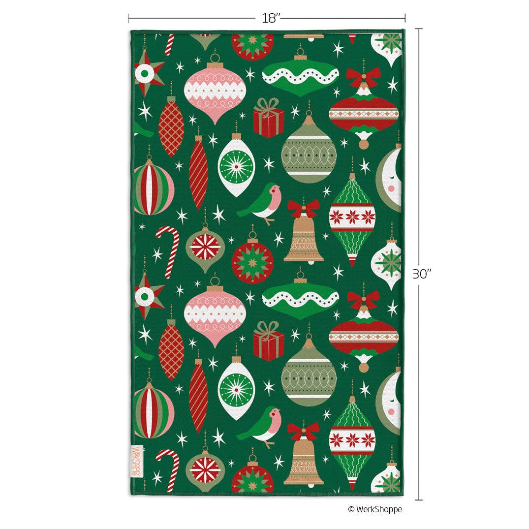 Christmas Microfiber Kitchen Towel – Ornaments & Bows