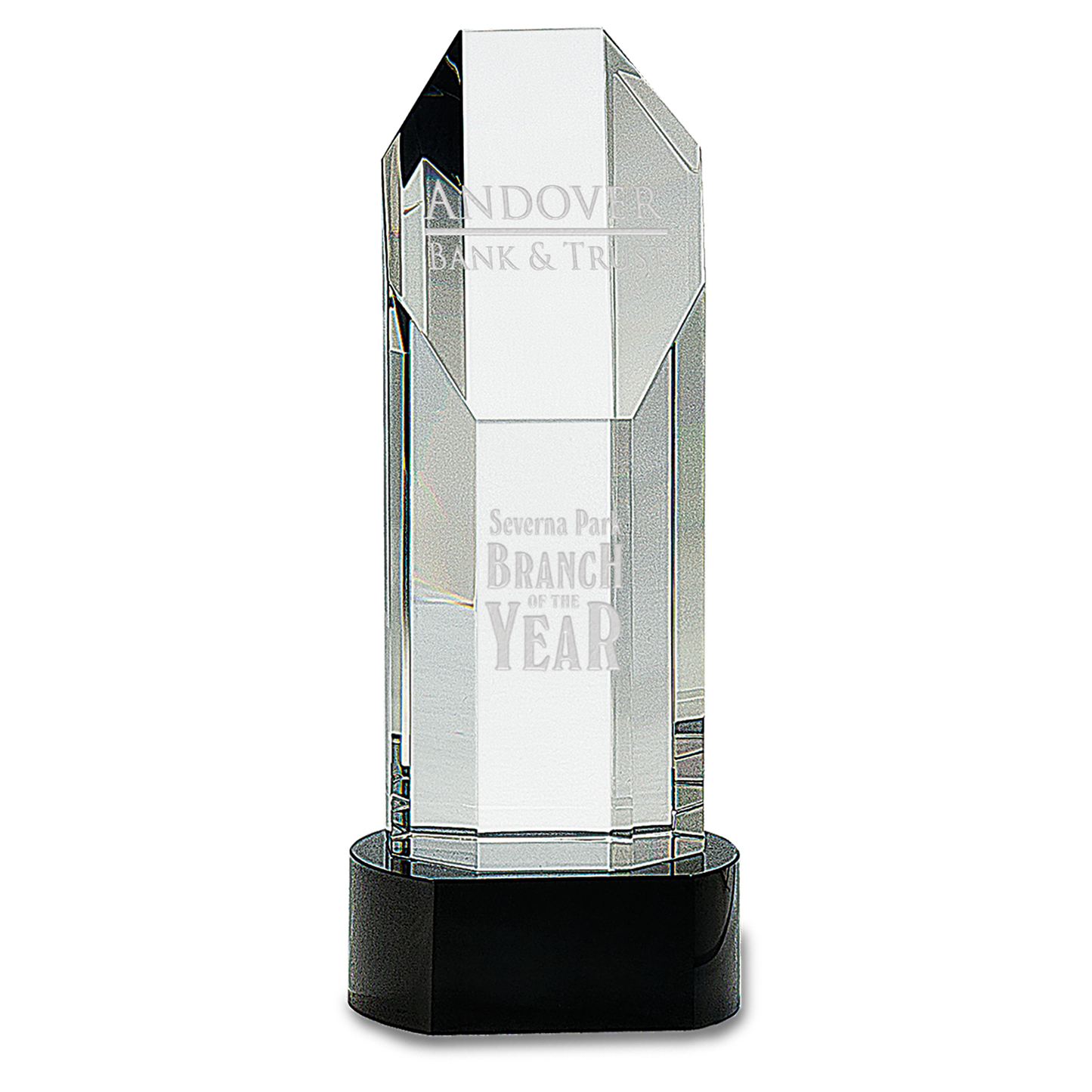 9 3/4" Octagon Slant-Top Crystal on Black Pedestal Base