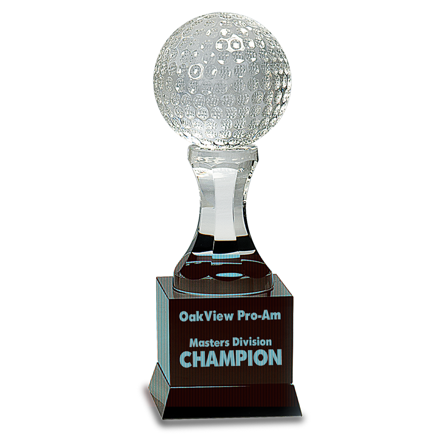 9" Crystal Golf Ball on Black Pedestal Base