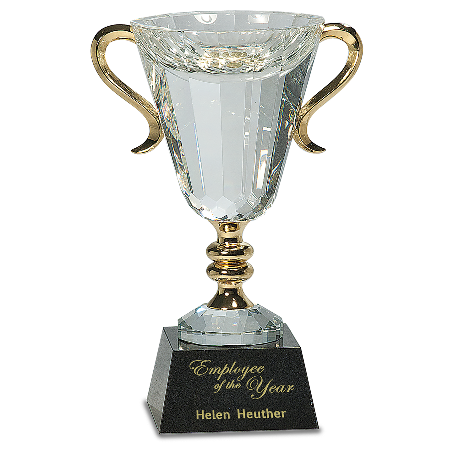 10" Crystal Cup with Gold Handles and Stem