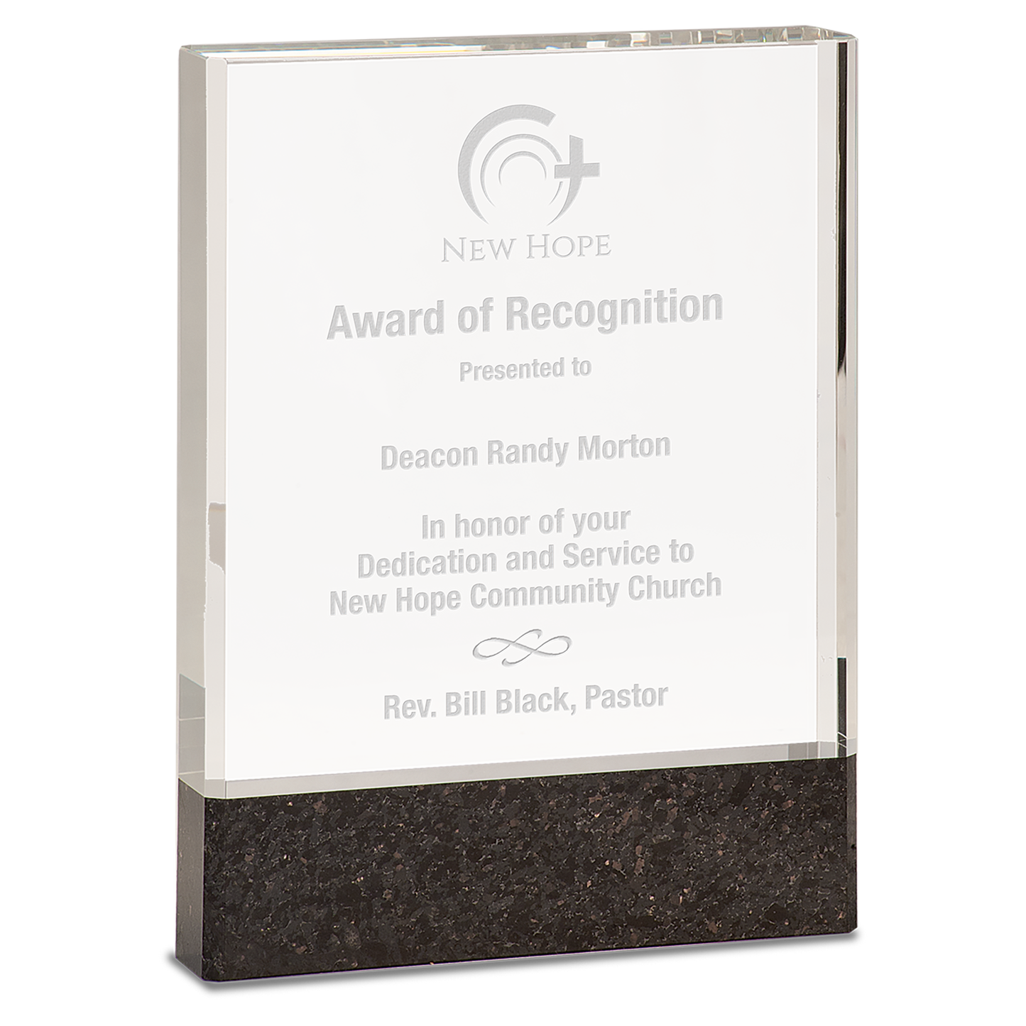 6" x 8" Clear Fusion Crystal Award with Genuine Black Marble