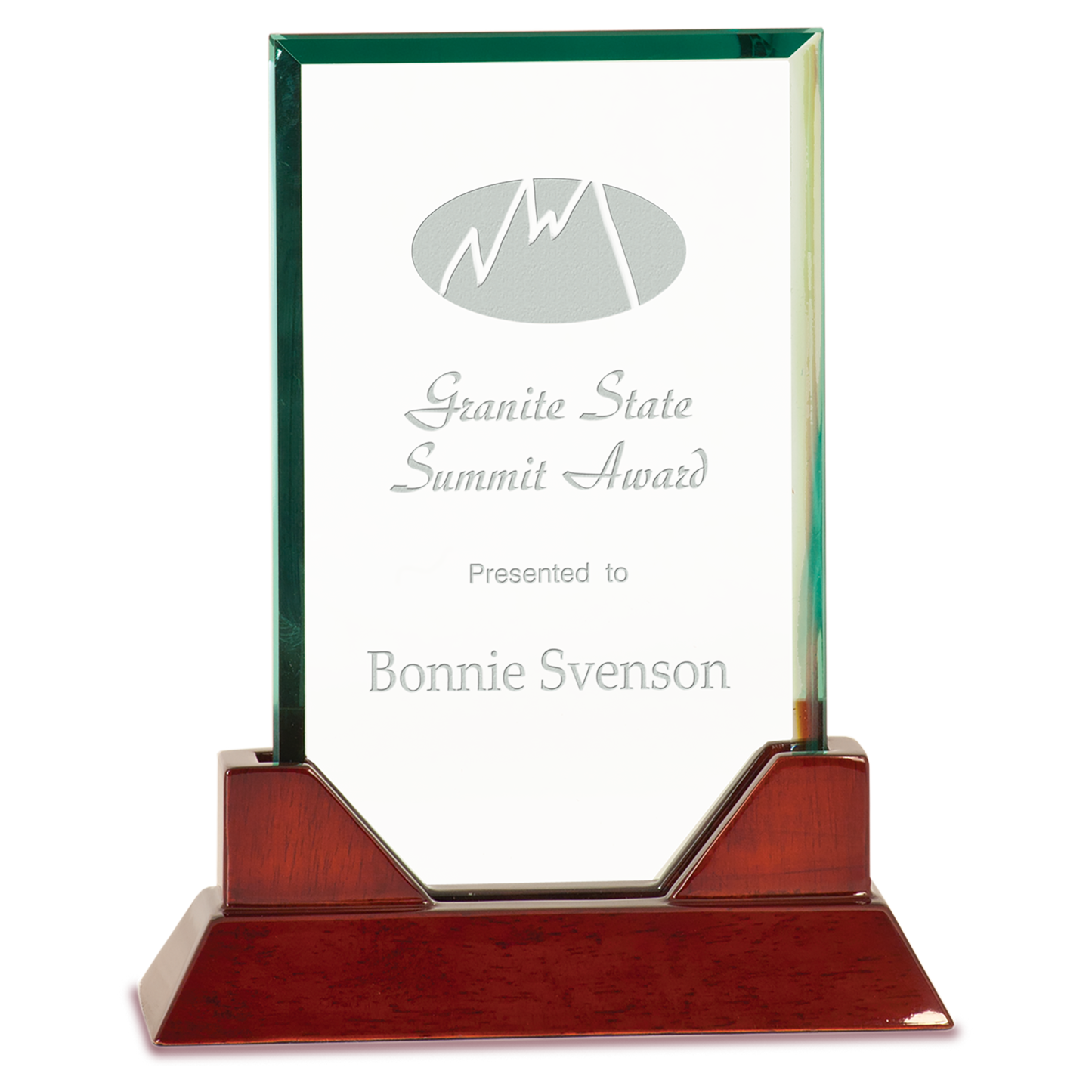 8 3/4" Rectangle Prestige Glass with Rosewood Piano Finish Base