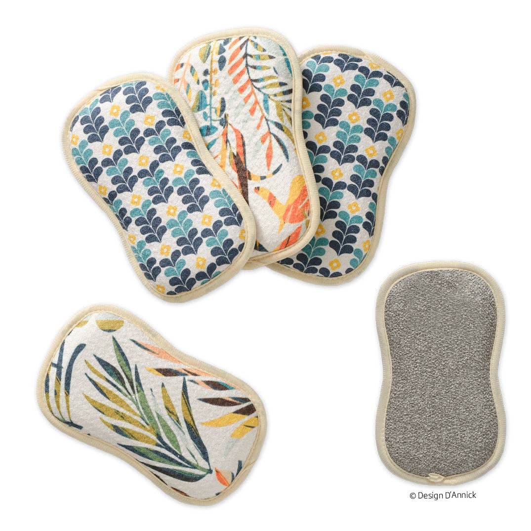 Reusable Microfiber Scrubbies, Set of 4 – Colorful Leaves