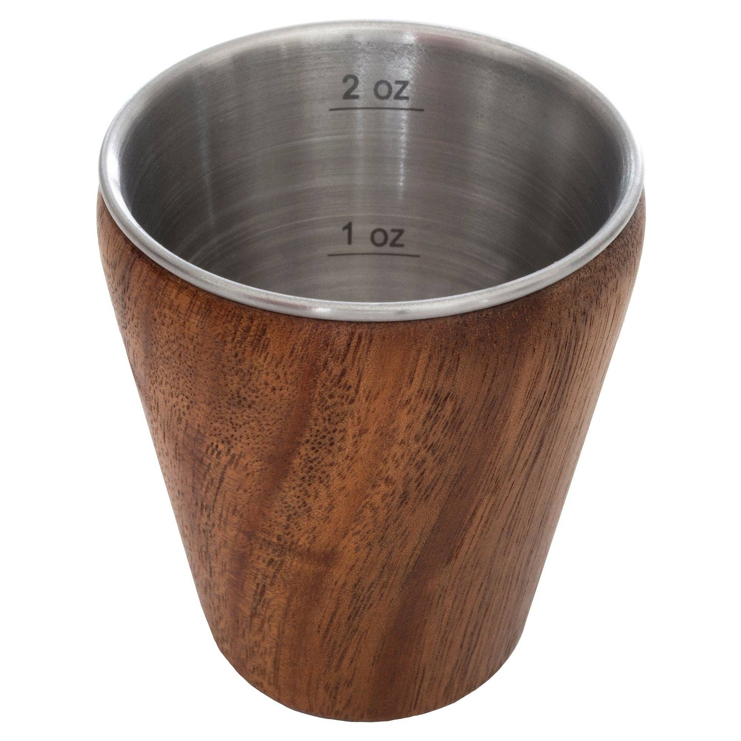 TB Home Acacia Wood Shot Glass with Stainless Steel Interior