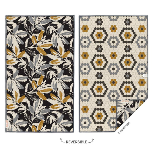 Reversible Microfiber Kitchen Towel – Leaf Tiles