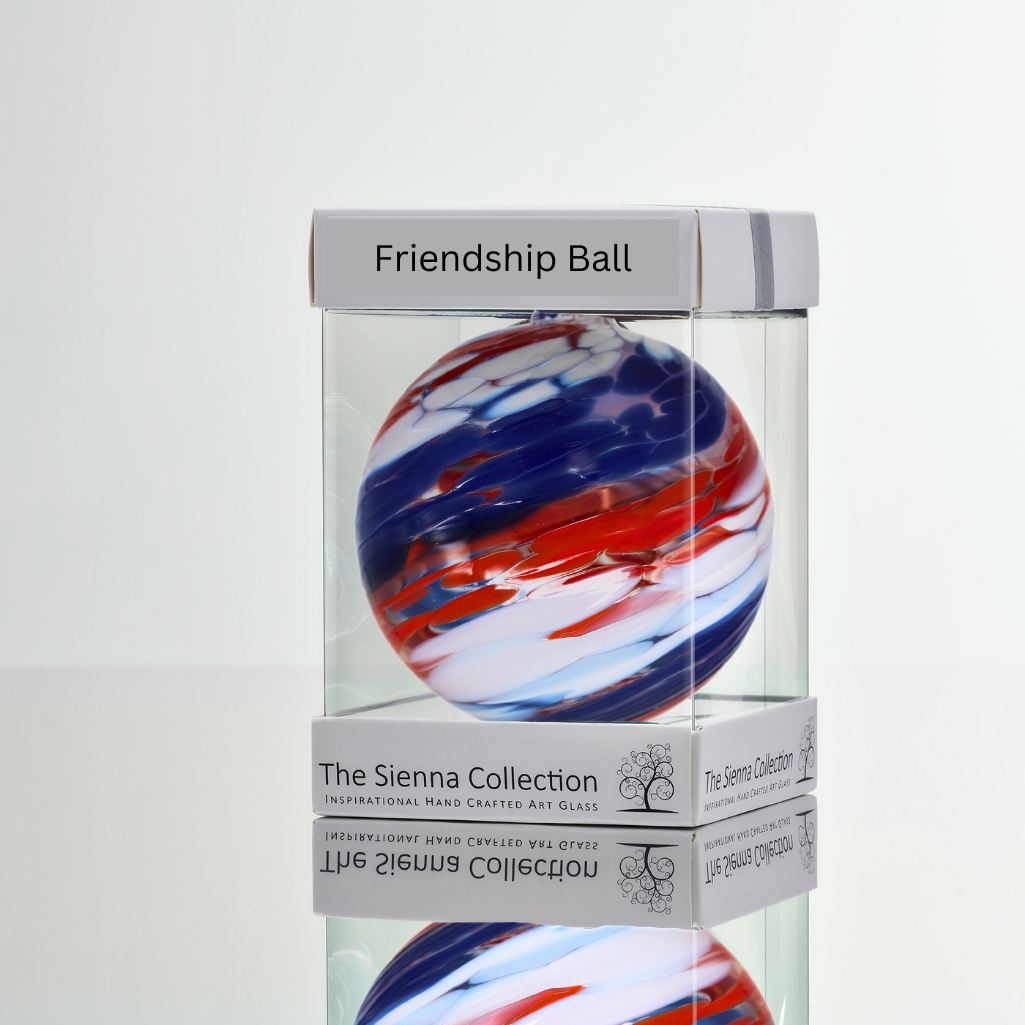 Friendship Ball Glass Onament - Red, White and Blue