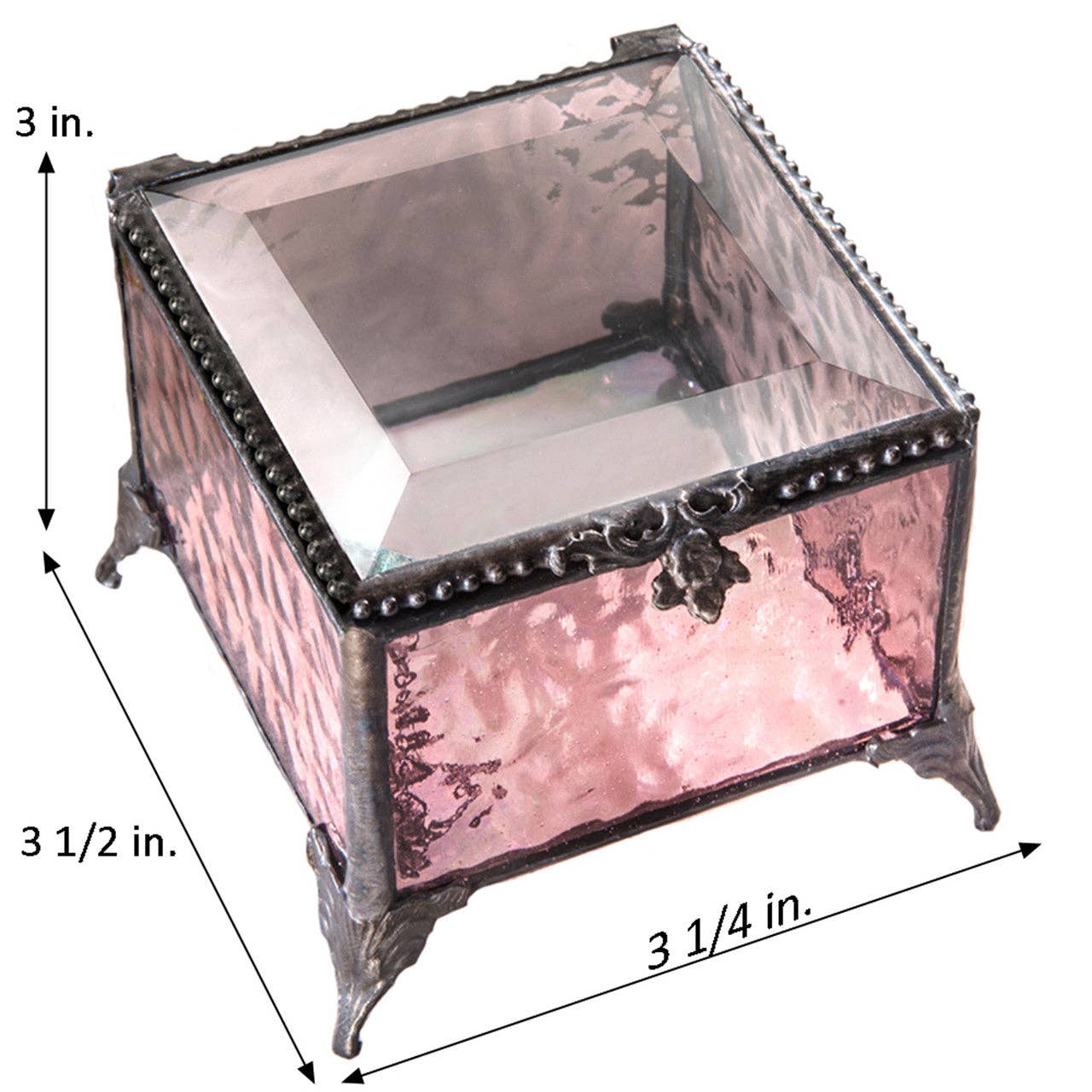 Pink Rose Glass Keepsake Box
