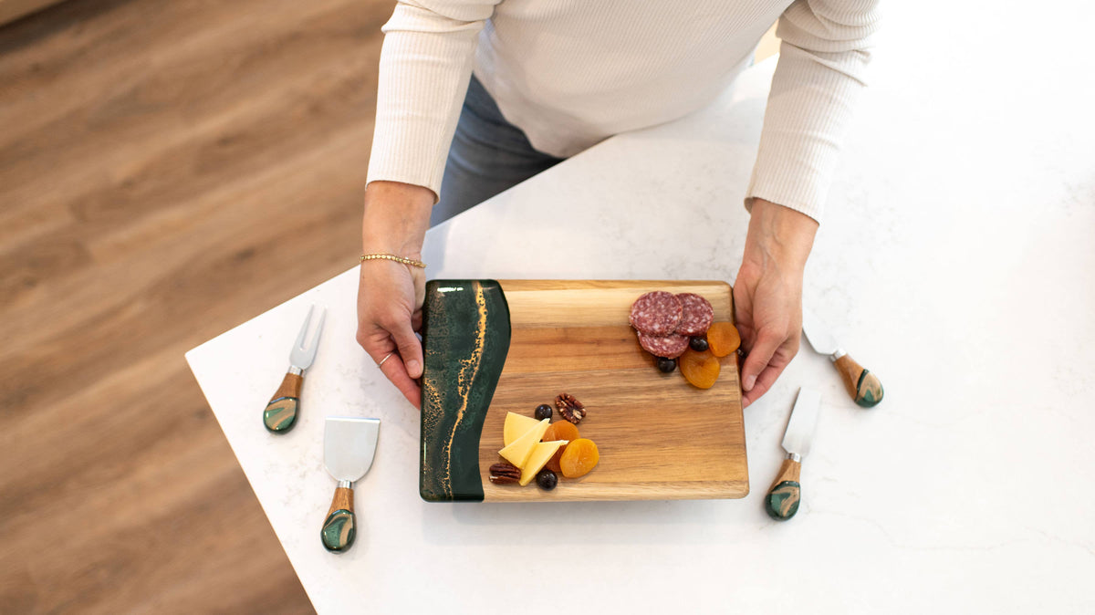 Personalized Wood Resin Date Night Cheese Charcuterie Board - NO TARIFFS! – custom engraved by Silver Squirrel Engraving & Gifts
