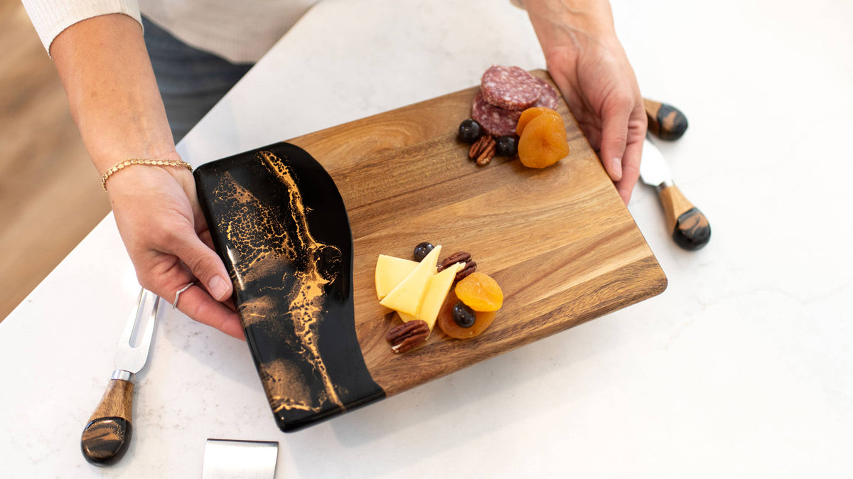 Personalized Wood Resin Date Night Cheese Charcuterie Board - NO TARIFFS! – custom engraved by Silver Squirrel Engraving & Gifts