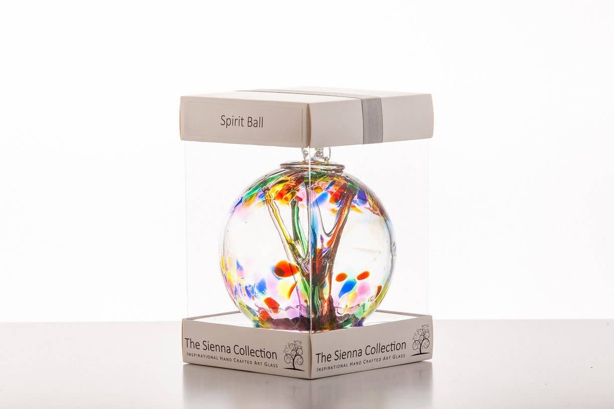 Spirit Ball Glass Onament - Purple, Green & Blue