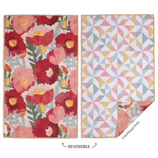 Reversible Microfiber Kitchen Towel – Abstract Poppies