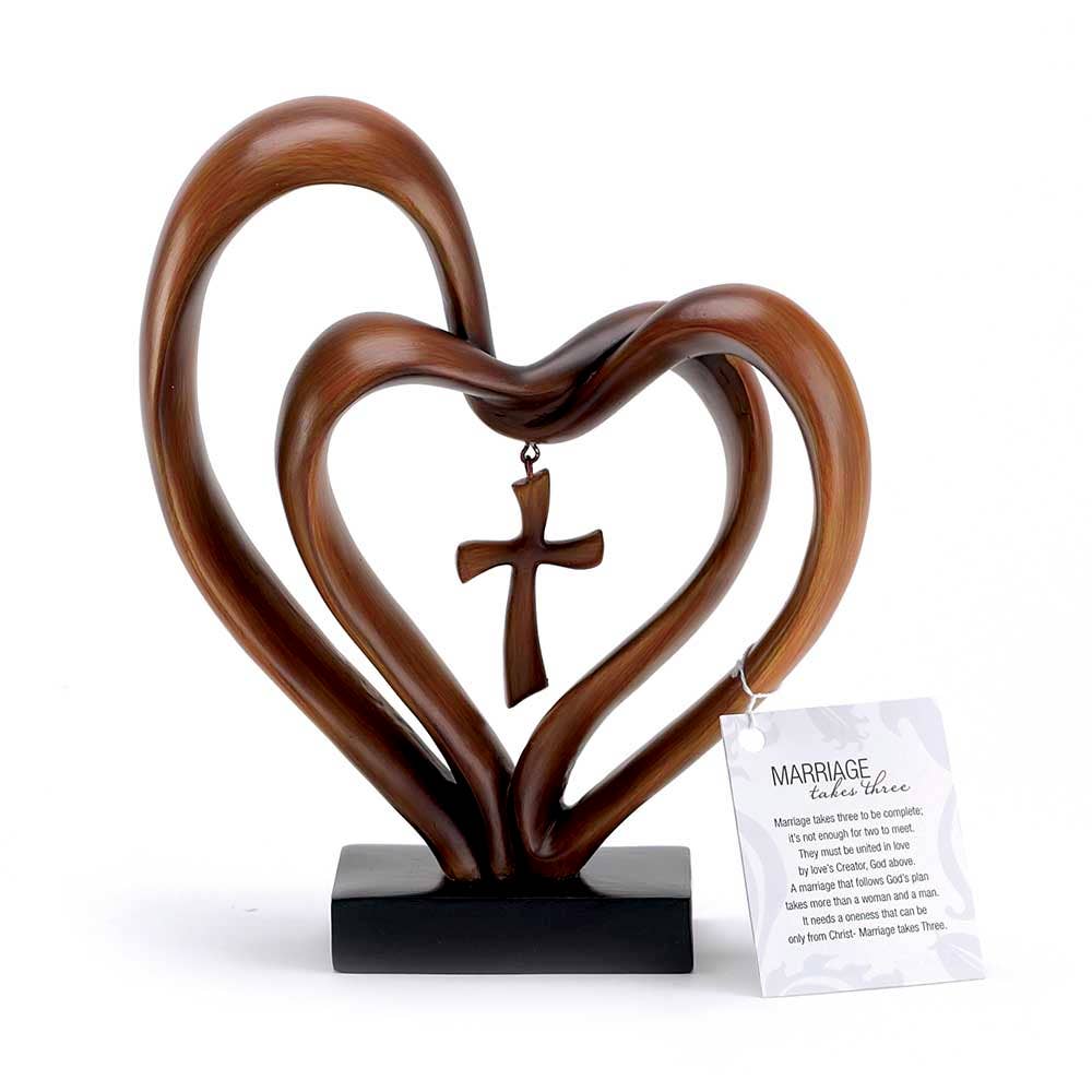 It Takes Three Heart and Cross Tabletop Figurine