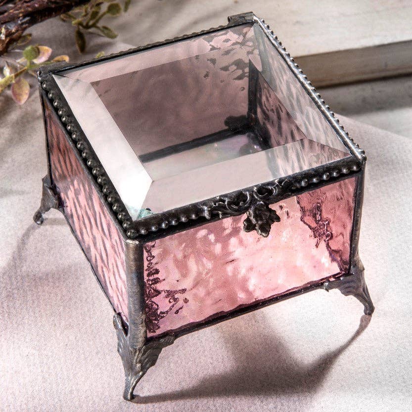Pink Rose Glass Keepsake Box
