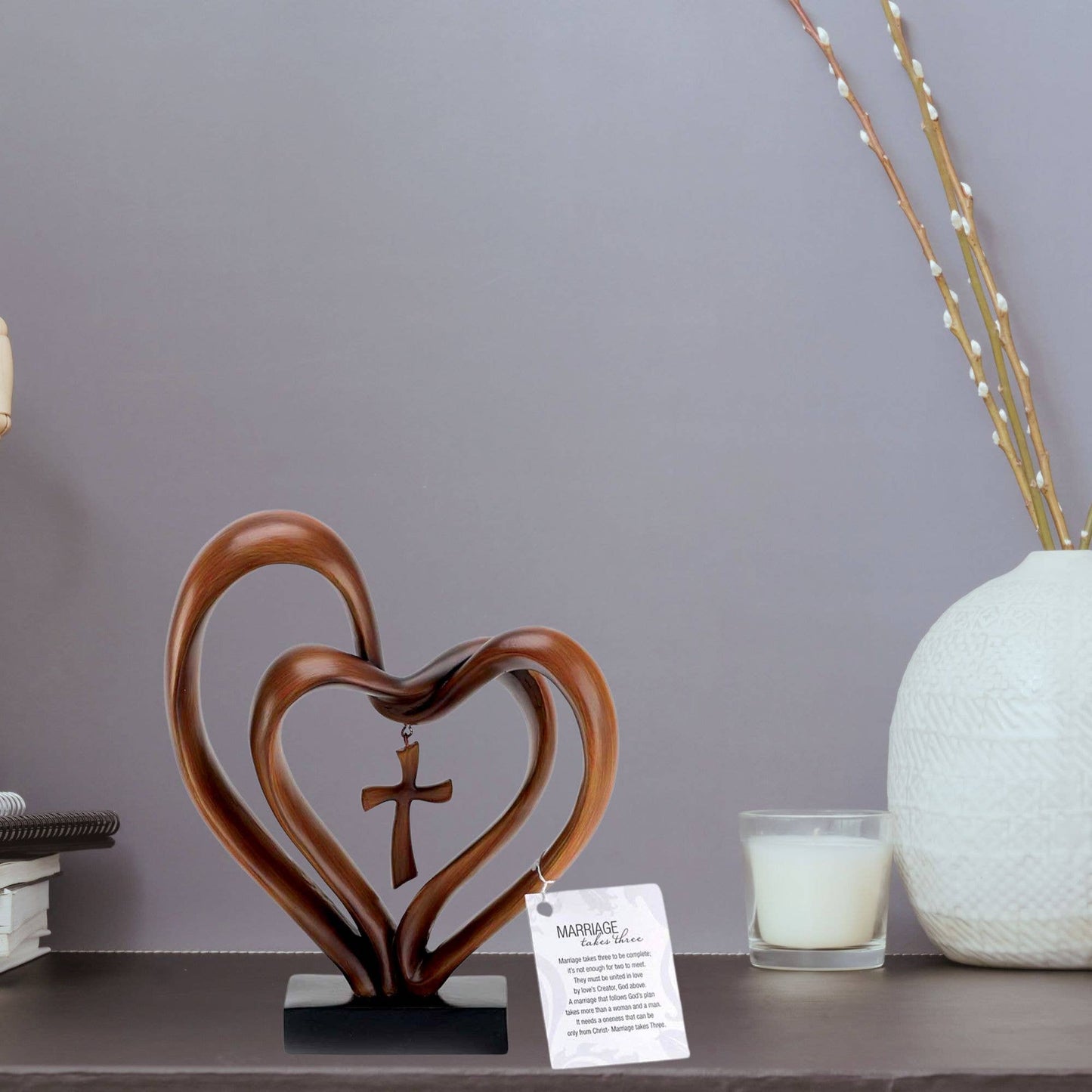 It Takes Three Heart and Cross Tabletop Figurine