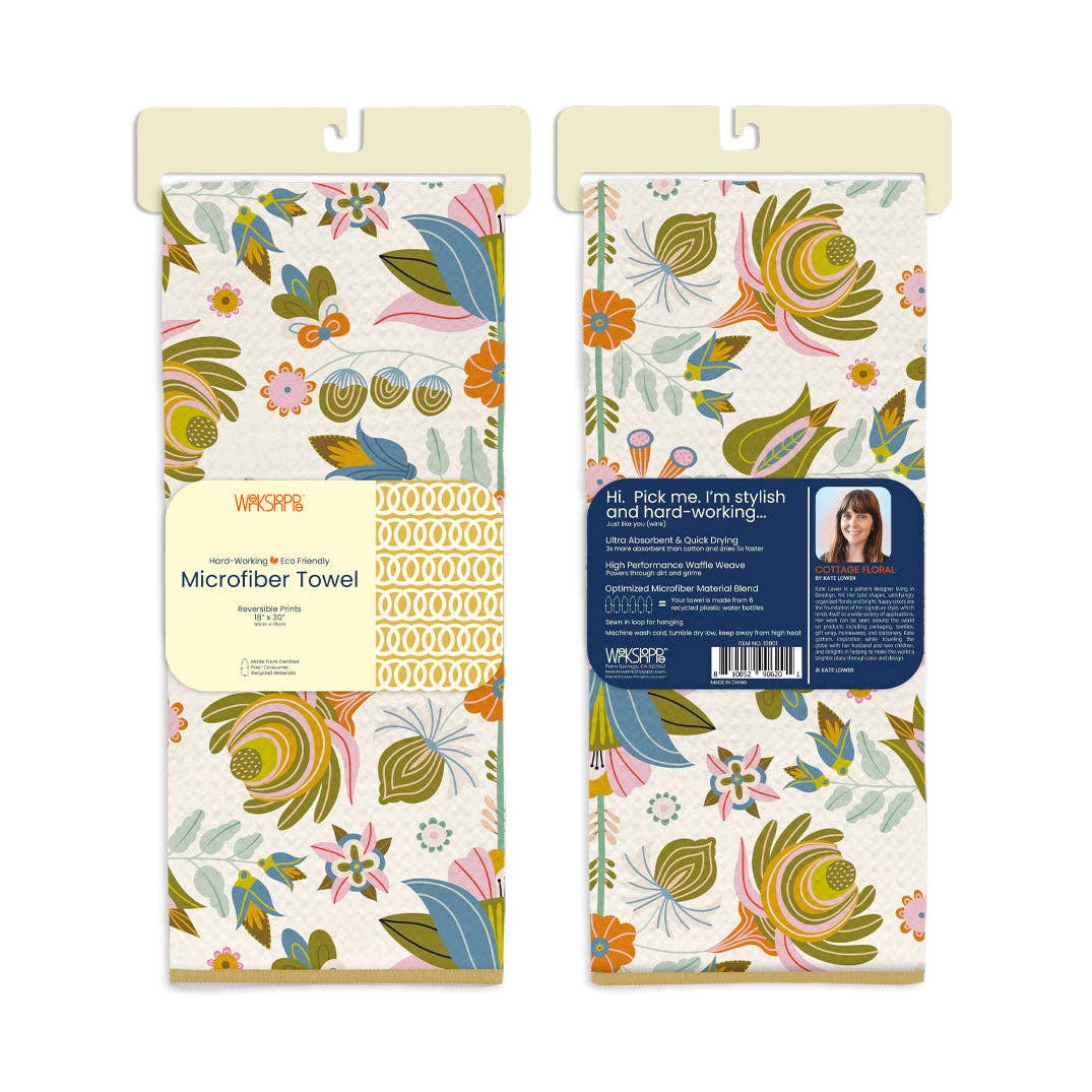 Reversible Microfiber Kitchen Towel – Cottage Floral