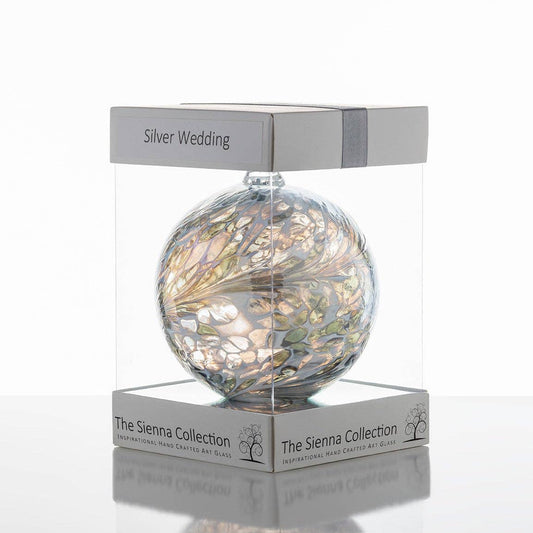 Friendship Ball Glass Onament - 25th Wedding Anniversary - Silver