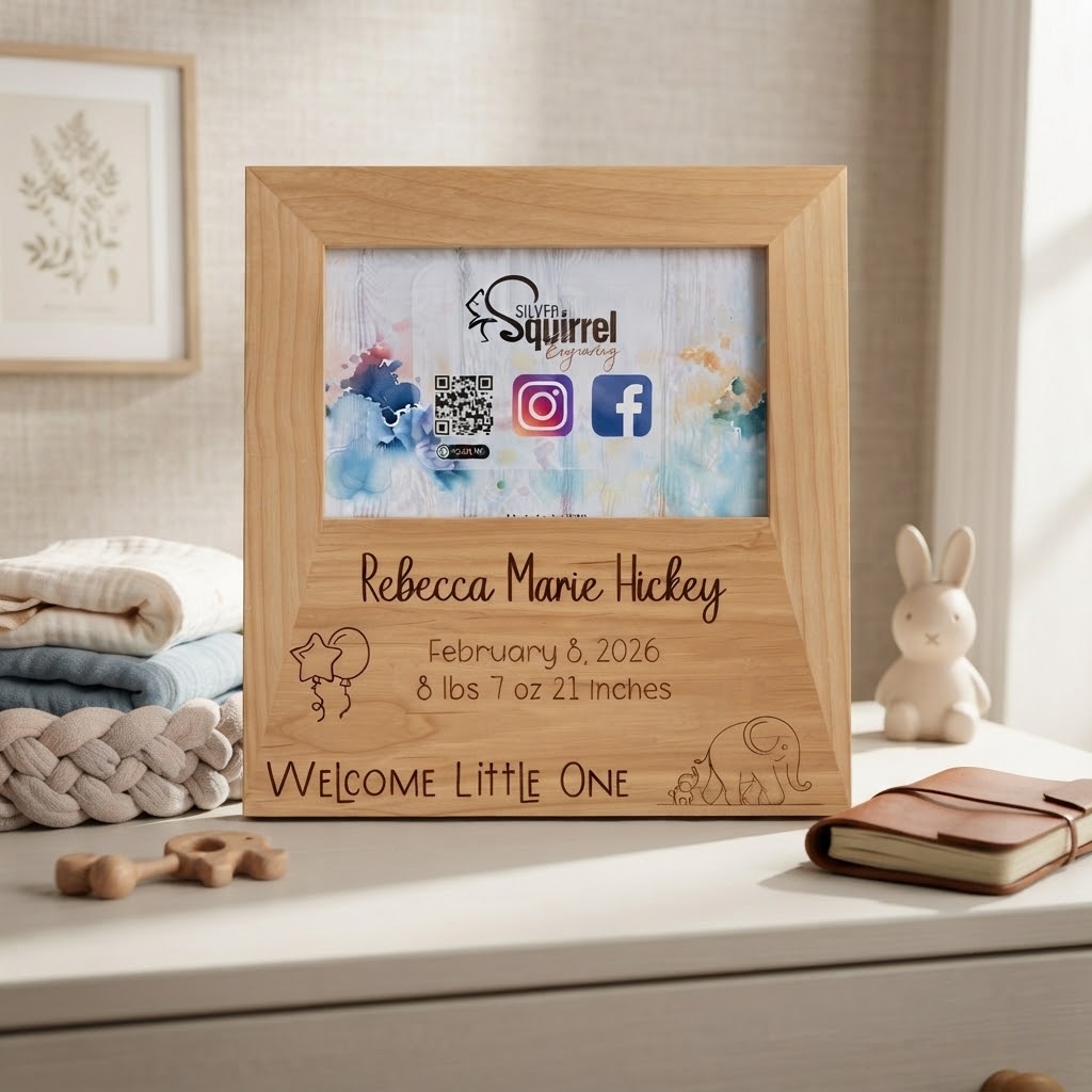 Personalized Baby Birth Stats Engraved Wooden Picture Frame