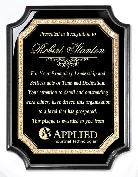 Piano Finish Plaque with Black Brass Engraving Plate