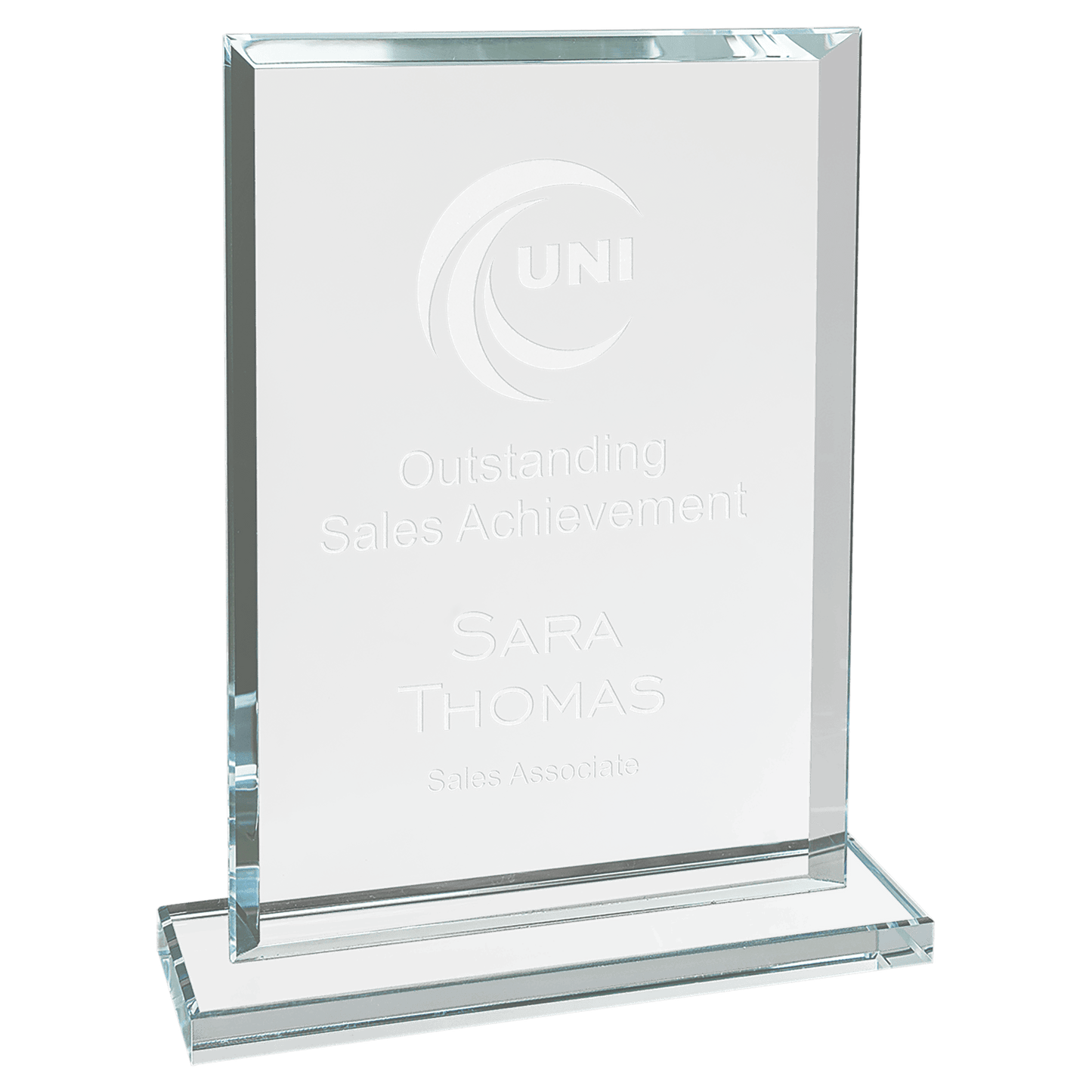 Clear Beveled Glass Achievement Award | Custom Engraved