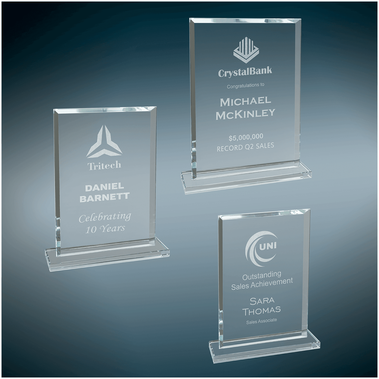 Clear Beveled Glass Achievement Award | Custom Engraved