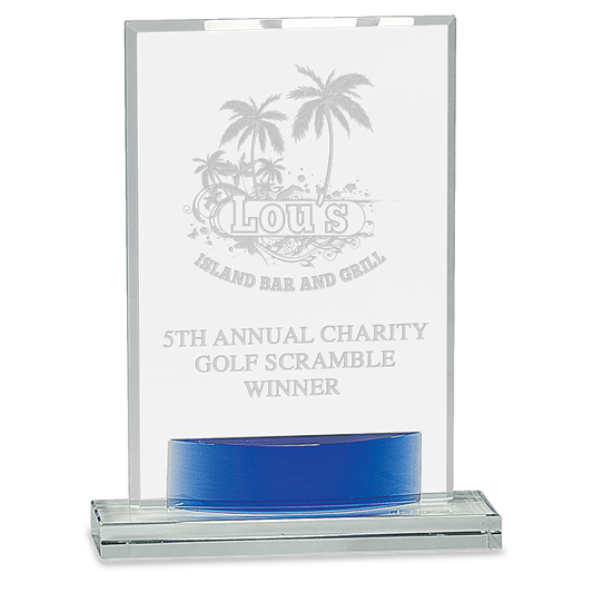Crystal Rectangle Award with Blue Accent