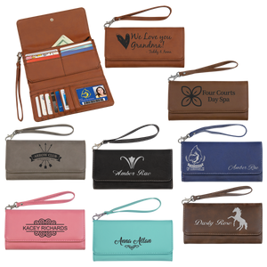 Women's Leatherette Wallet with Wrist Strap