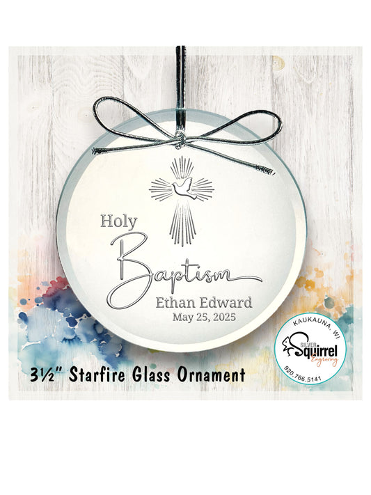 Personalized Baptism Starfire Clear Glass Ornament