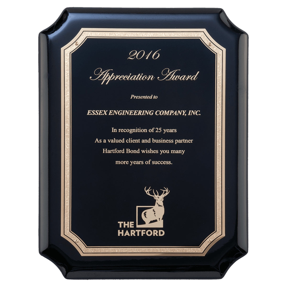 Engraved 9 x 12 black high gloss plaque with gold Florentine border