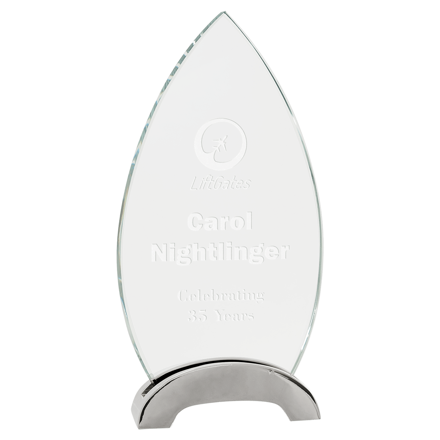Premier Platinum Glass Award with Arch Metal Base