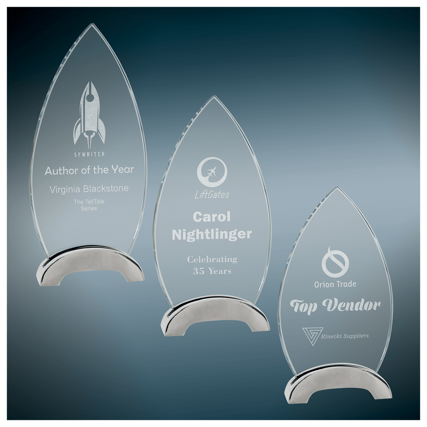 Premier Platinum Glass Award with Arch Metal Base