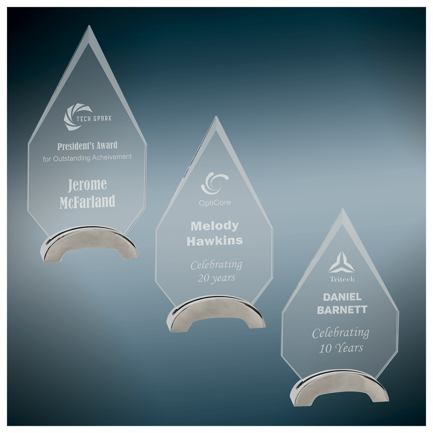Premier Platinum Glass Award with Arch Metal Base