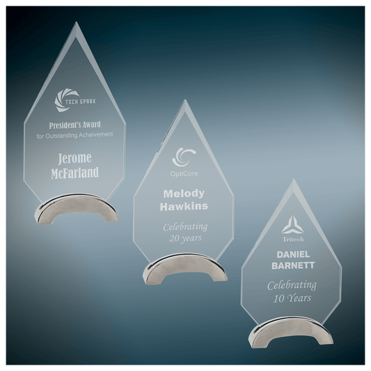 Premier Platinum Glass Award with Arch Metal Base