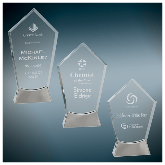 Premier Platinum Glass Award with Metal Base