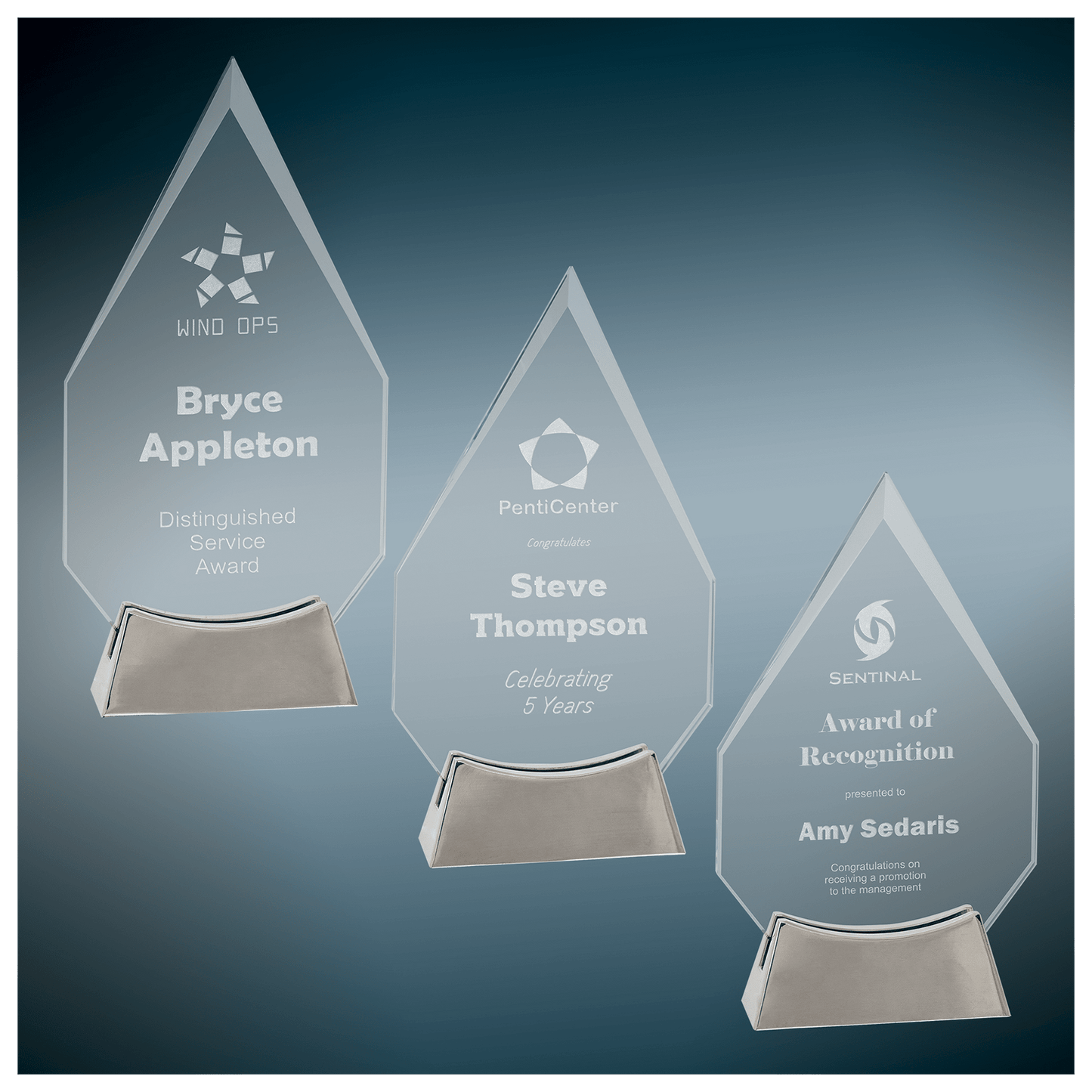 Premier Platinum Glass Award with Metal Base