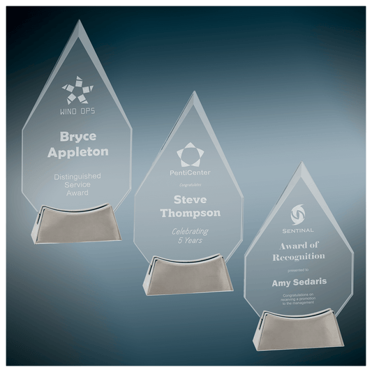 Premier Platinum Glass Award with Metal Base
