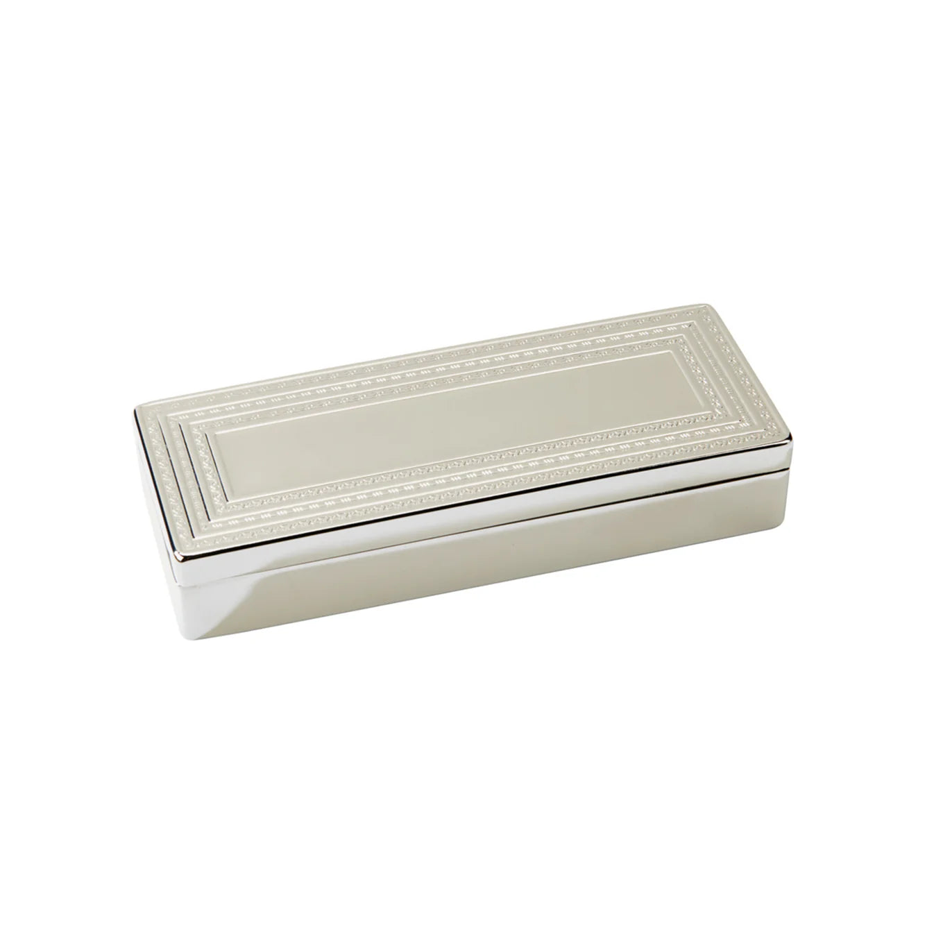 Silver Rectangular Lift Top Jewelry Box