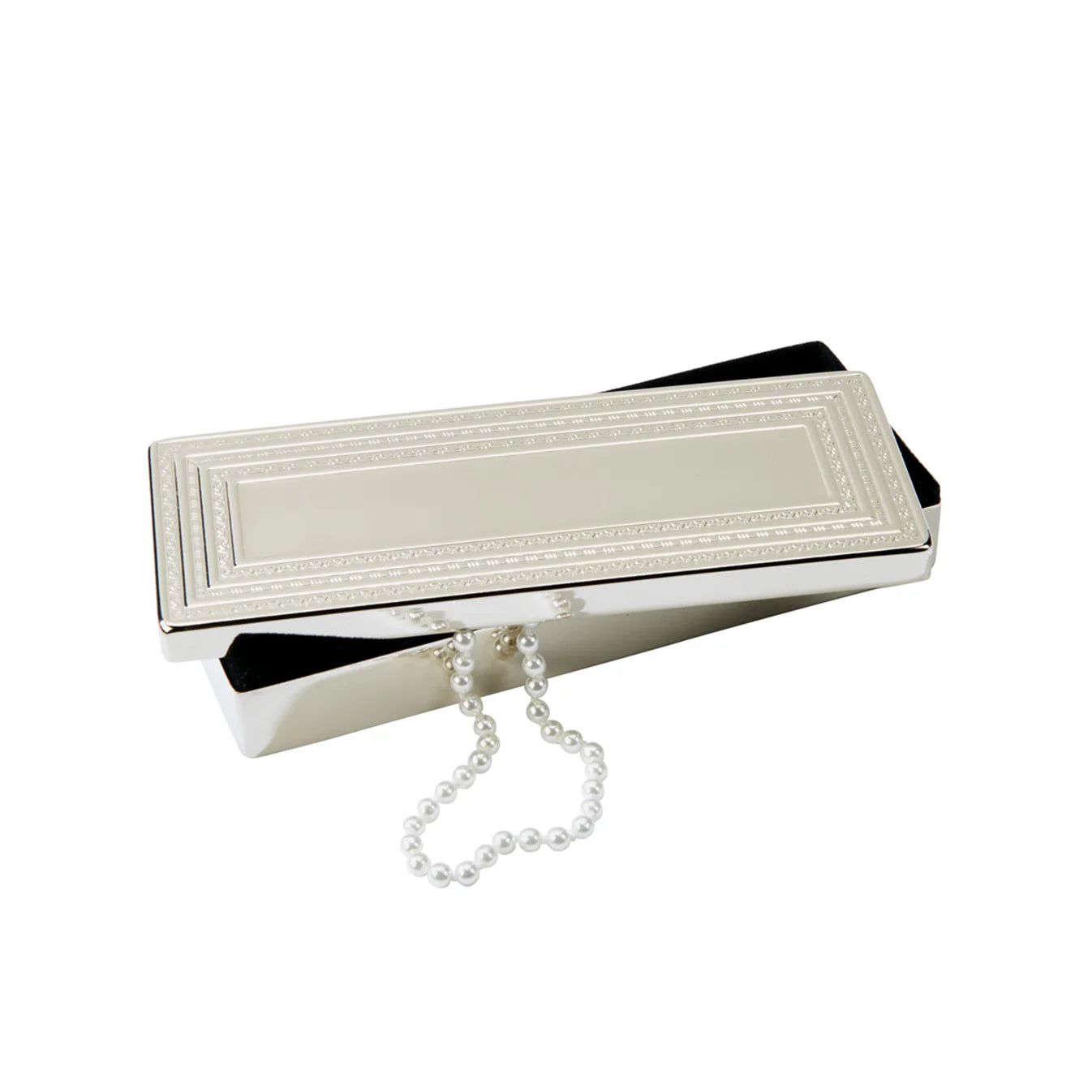 Silver Rectangular Lift Top Jewelry Box