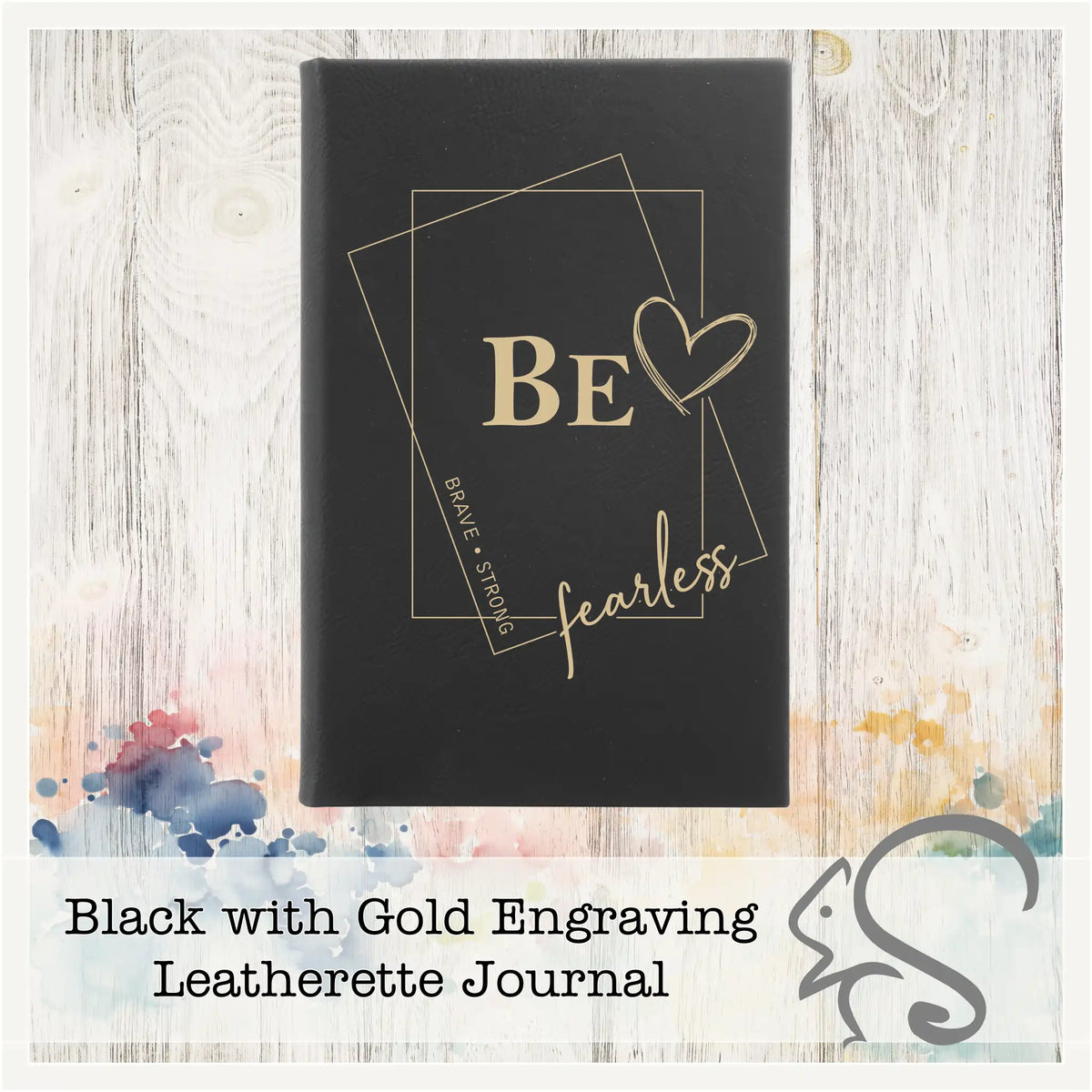 Personalized Leatherette Journal {BE -brave.strong.fearless} – custom engraved by Silver Squirrel Engraving & Gifts
