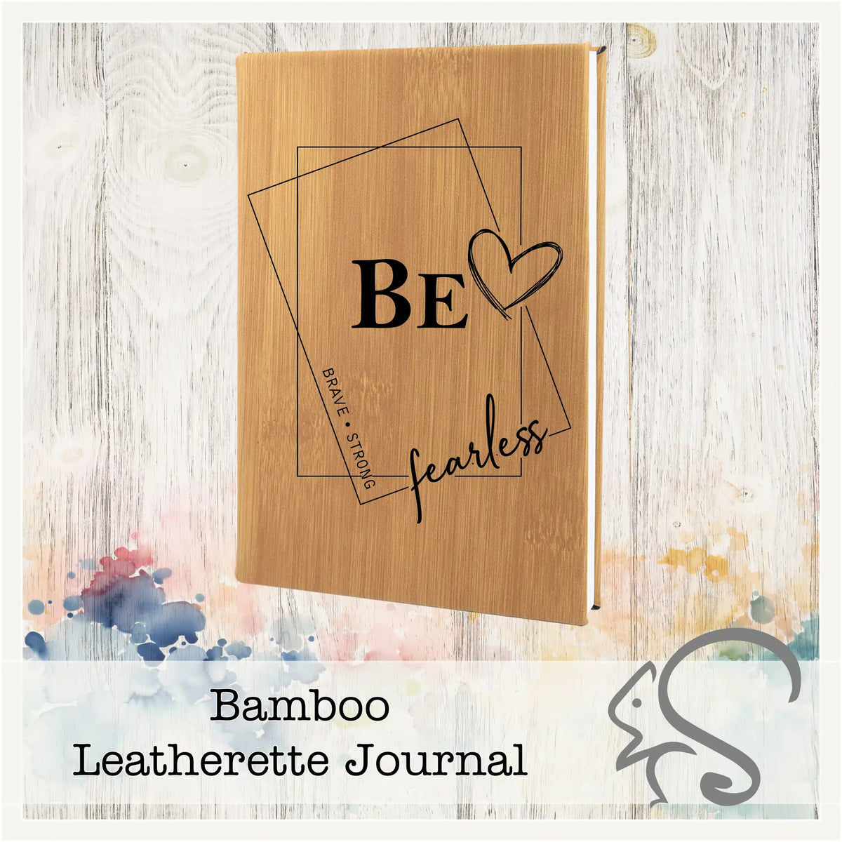 Personalized Leatherette Journal {BE -brave.strong.fearless} – custom engraved by Silver Squirrel Engraving & Gifts