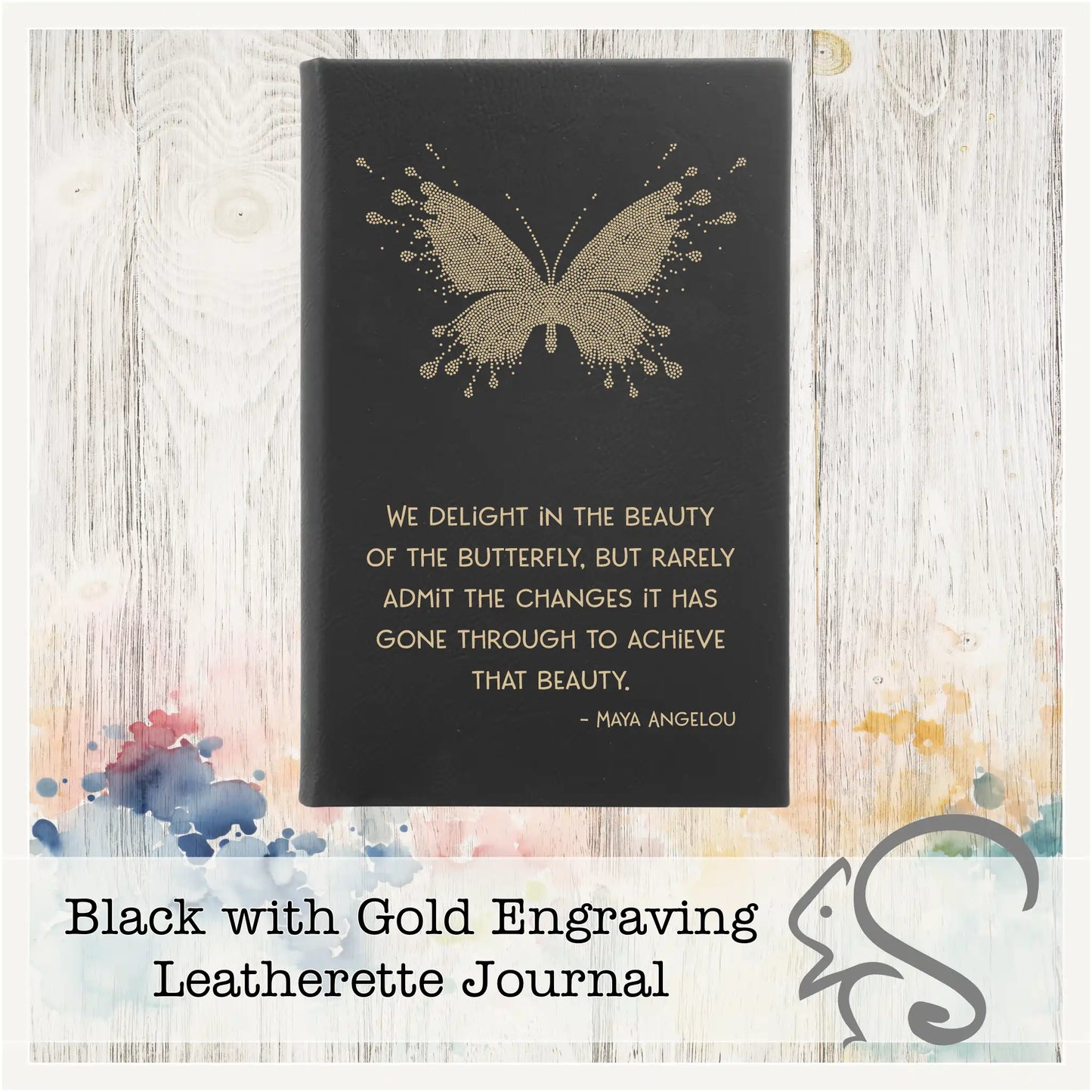 Leatherette Journal {Butterfly Maya Angelou Quote}