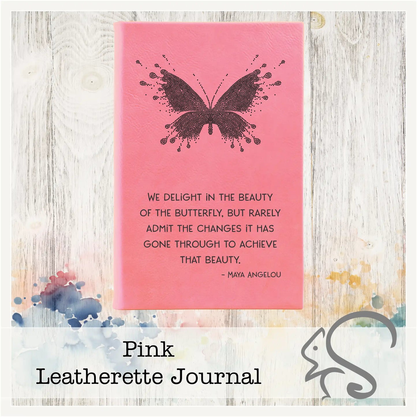 Leatherette Journal {Butterfly Maya Angelou Quote}