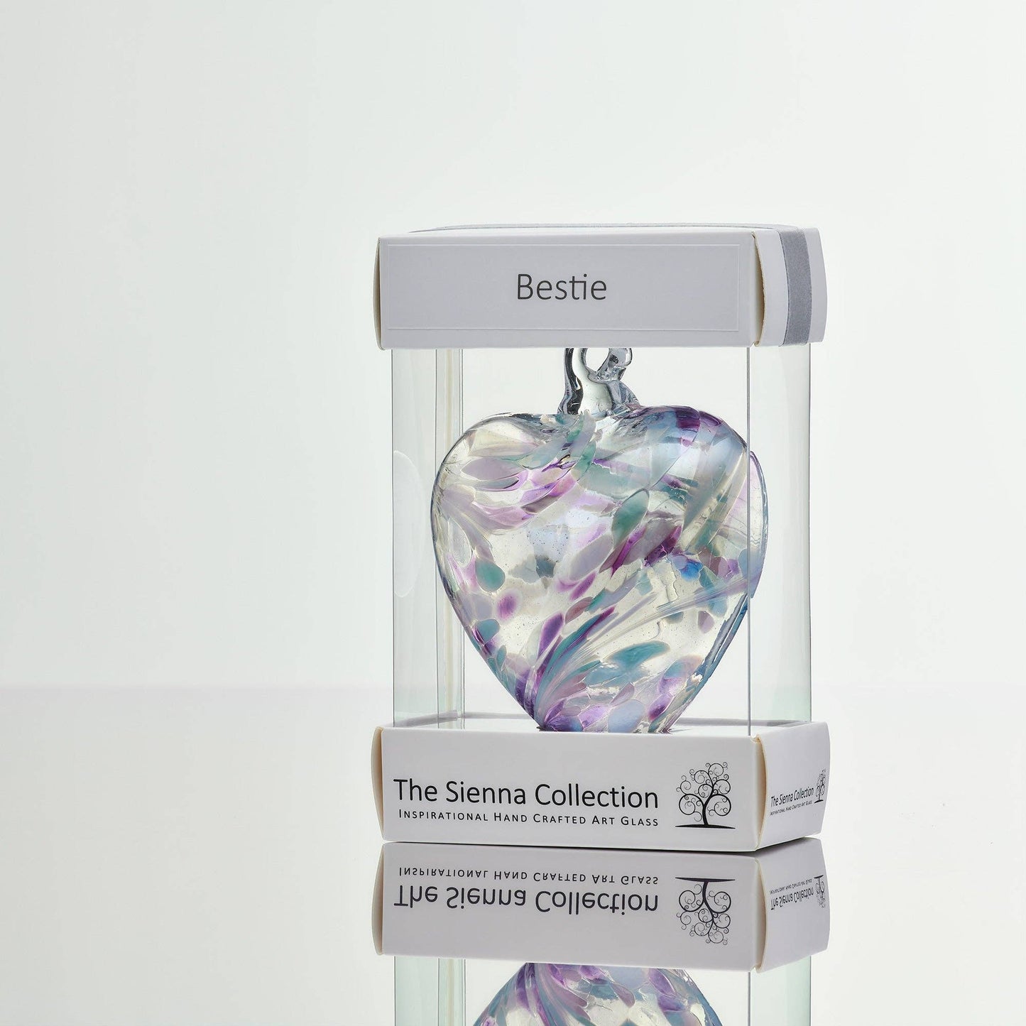 Friendship Heart Glass Onament - Bestie - Pearl