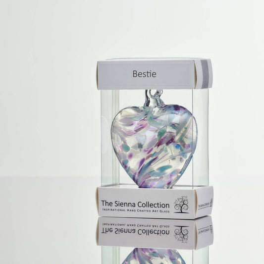 Friendship Heart Glass Onament - Bestie - Pearl