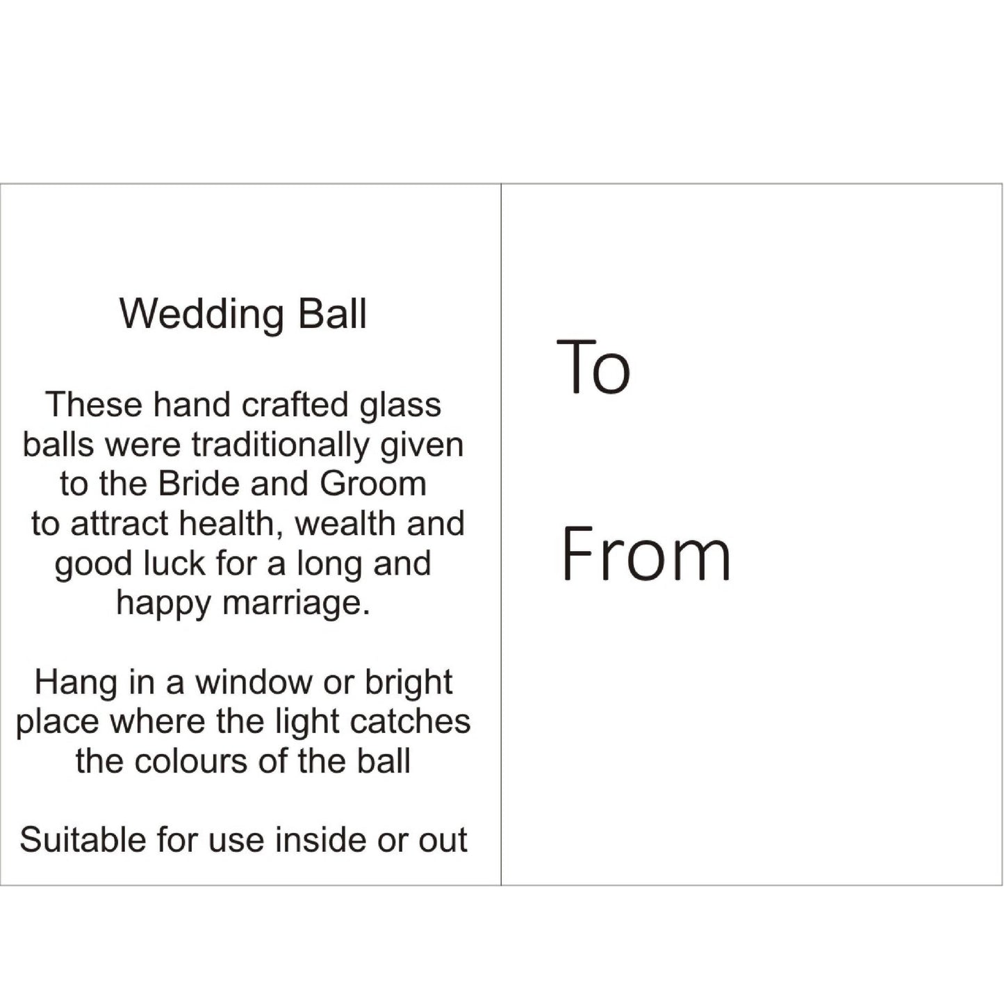 Friendship Ball Glass Onament - Wedding - White