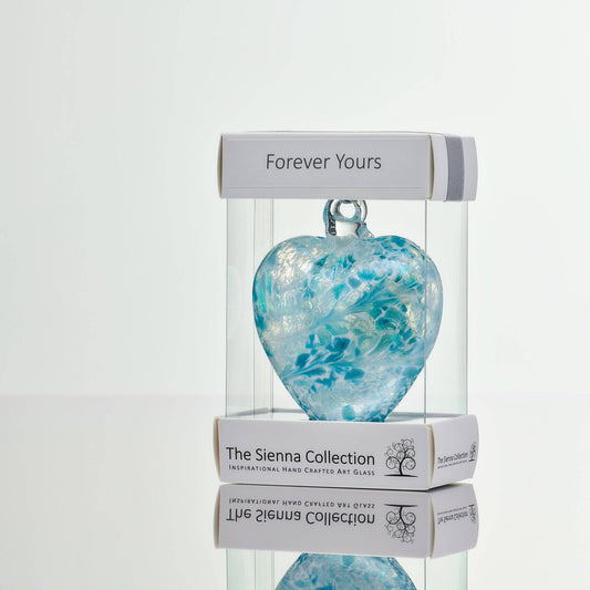 Friendship Heart Glass Onament - Forever Yours - Pastel Blue