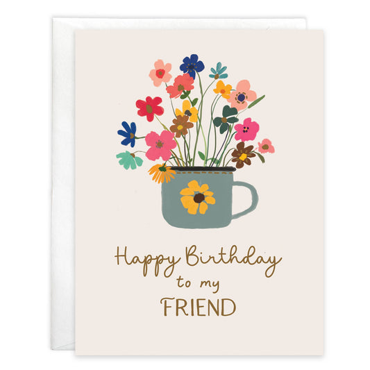 Birthday Greeting Card - Cup of Flowers