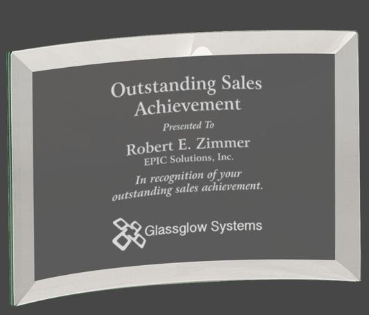 Beveled Jade Glass Crescent Award