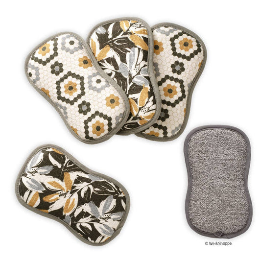 Reusable Microfiber Scrubbies, Set of 4 – Leaf Tiles