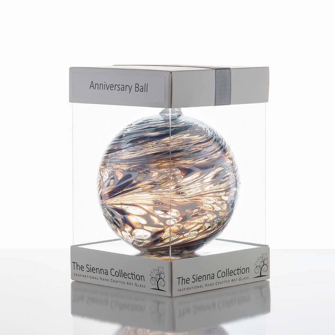 Friendship Ball Glass Onament - Wedding Anniversary - Pastel Silver