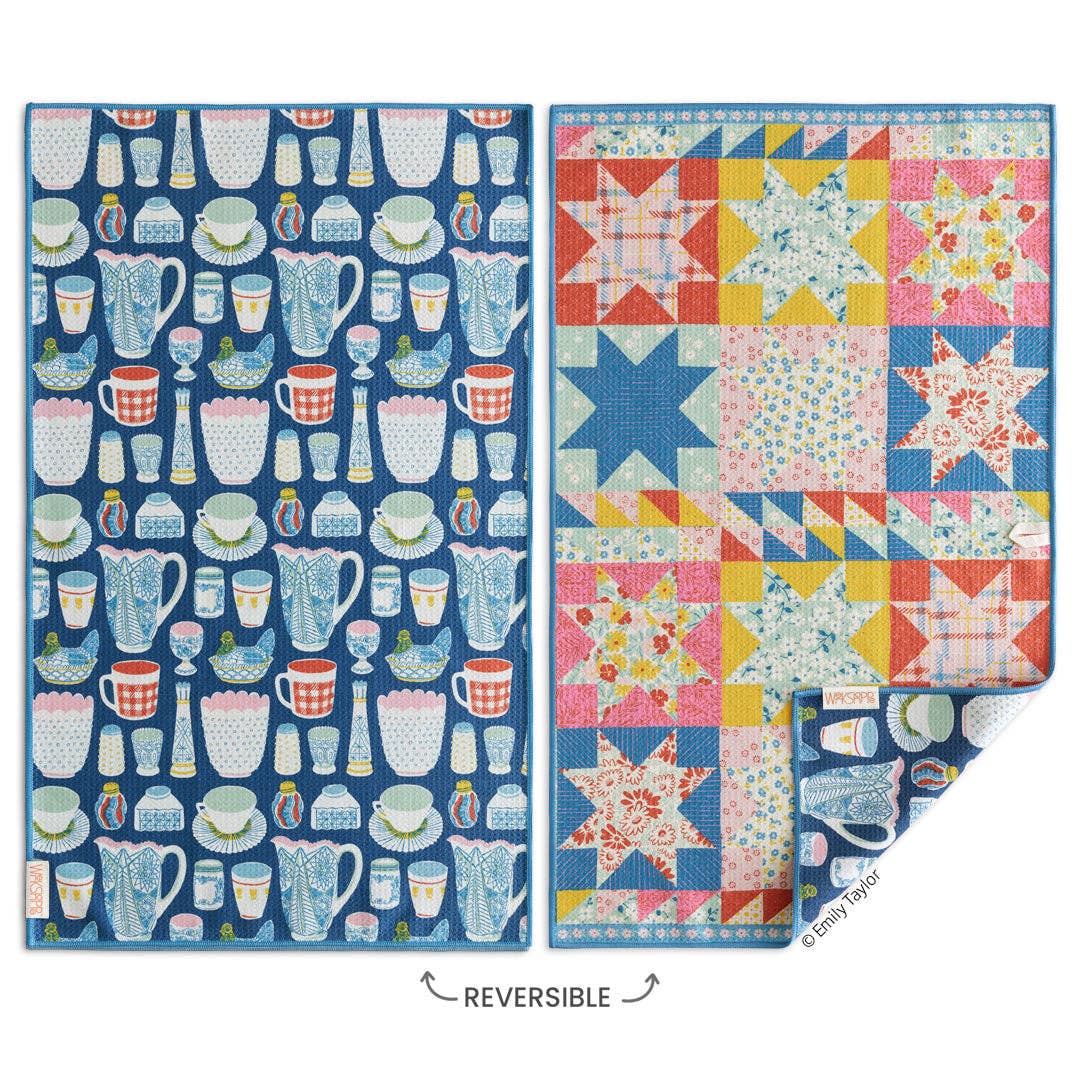 Reversible Microfiber Kitchen Towel – Vintage Glass